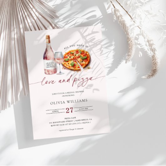 Invitation Vin De Fête des mariées D'Amour Et De Pizza