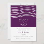 Invitation Vin de Prune Violet et Blanc Vague Chic Mariage Mo (Devant)