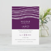 Invitation Vin de Prune Violet et Blanc Vague Chic Mariage Mo (Debout devant)