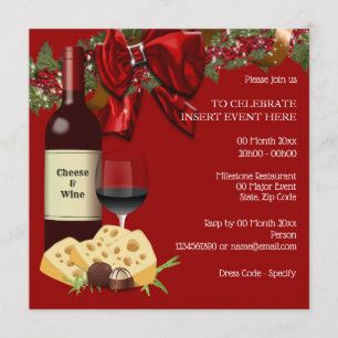 Invitation Vin de vacances Fromage famille amis cocktail