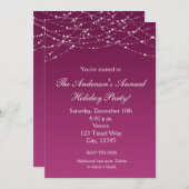 Invitation Vin de vacances Parties scintillant violet Élégant (Devant / Derrière)