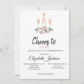 Invitation Vin Dégustation Fleurs Rose Fête des mariées Or (Devant)