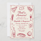 Invitation Vin Dessiné À La Main Rouge Retro Dîner De Répétit (Devant)