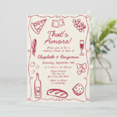 Invitation Vin Dessiné À La Main Rouge Retro Dîner De Répétit (Debout devant)