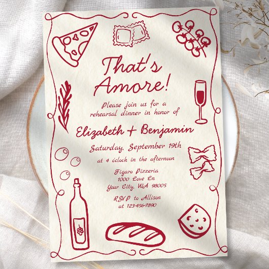 Invitation Vin Dessiné À La Main Rouge Retro Dîner De Répétit