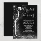 Invitation Vin d'invitation pour la douche nuptiale noire et  (Devant / Derrière)