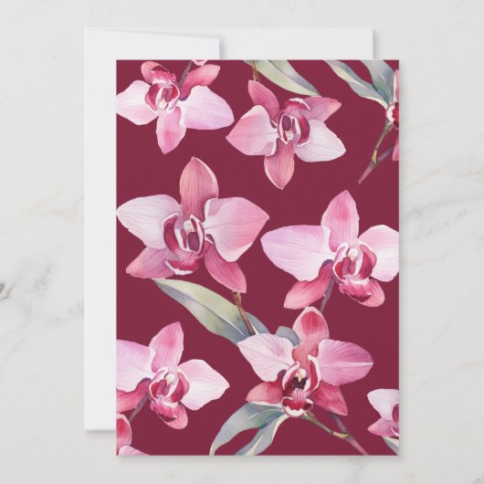 Invitation Vin d'orchidée florale aquarelle douche nuptiale (Dos)