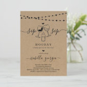 Invitation Vin drôle Sip Sip Baby shower d'heure (Debout devant)