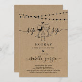 Invitation Vin drôle Sip Sip Baby shower d'heure (Devant / Derrière)