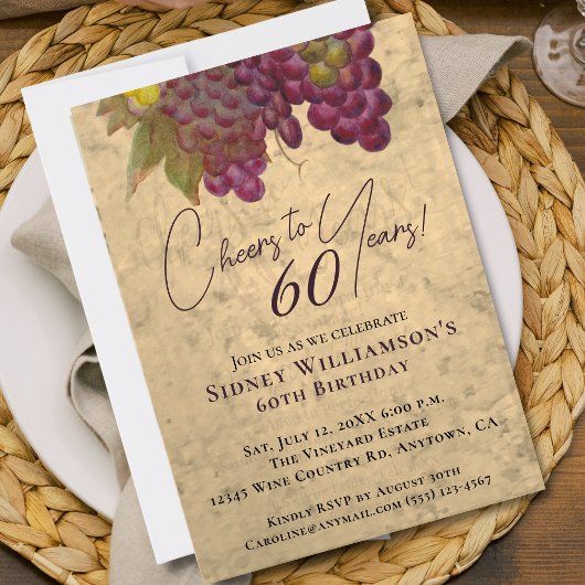 Invitation Vin Élégant 60 ans Anniversaire À 60 Années