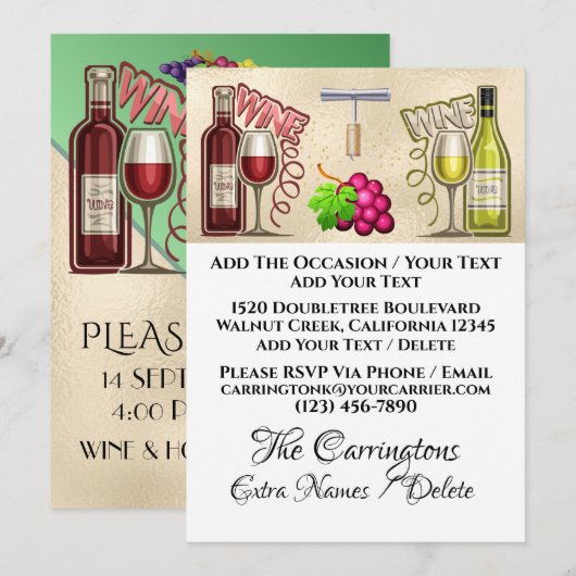 Invitation Vin et Amis - Voir verso - (Devant / Derrière)