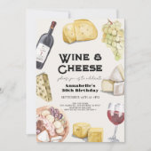 Invitation Vin et fromage Charcuterie En vichy Adulte Anniver (Devant)