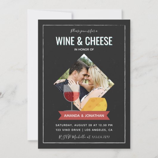 Invitation Vin Et Fromage Couples Douche/invitation Fiançaill (Devant)