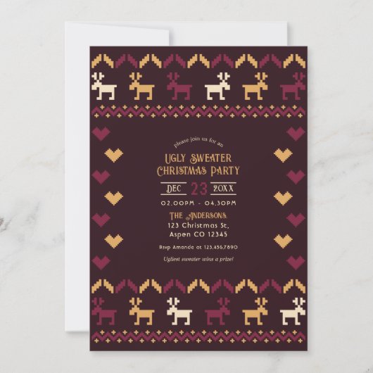 Invitation Vin et or Multisé Douceur moche Noël fête (Devant)