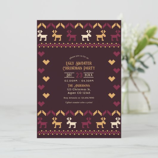 Invitation Vin et or Multisé Douceur moche Noël fête (Debout devant)
