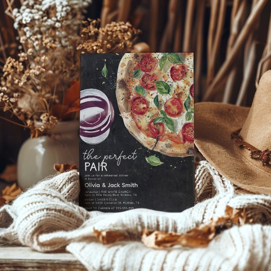Invitation Vin et pizza Dîner de répétition parfait