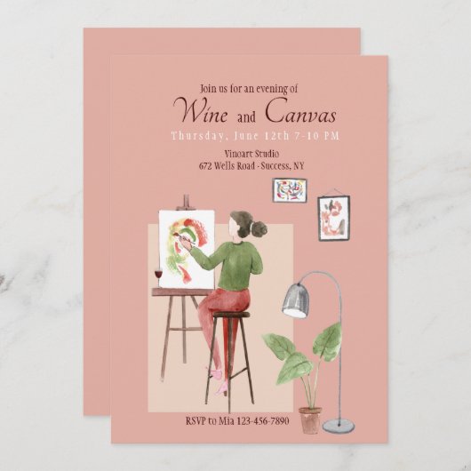 Invitation Vin et toile (Devant / Derrière)