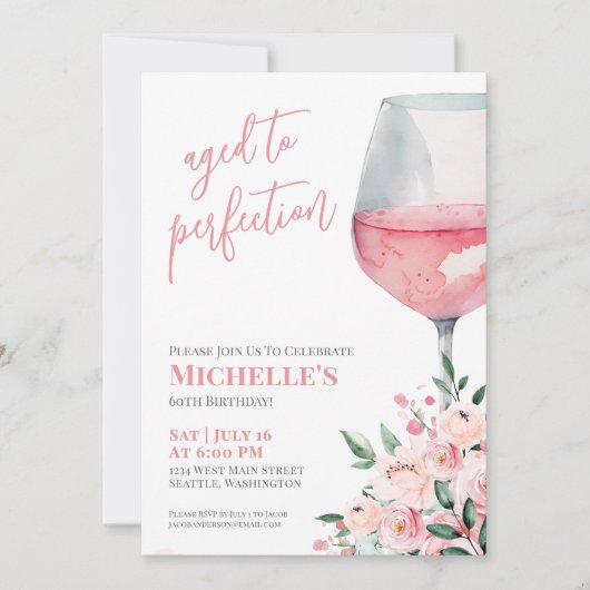 Invitation Vin Floral 60e fête d'anniversaire (Devant)