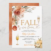 Invitation Vin floral rustique chute en amour (Devant / Derrière)