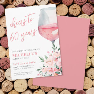 Invitation Vin Floral Santé Pour Soixante Ans Fête d'Annivers