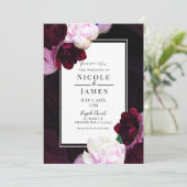 Invitation Vin foncé Moody Floral Moderne Élégant Mariage Gla (Debout devant)