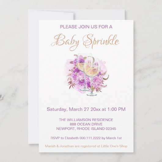 Invitation *~* Vin Fromage bébé SPRINKLE Douche (Dos)