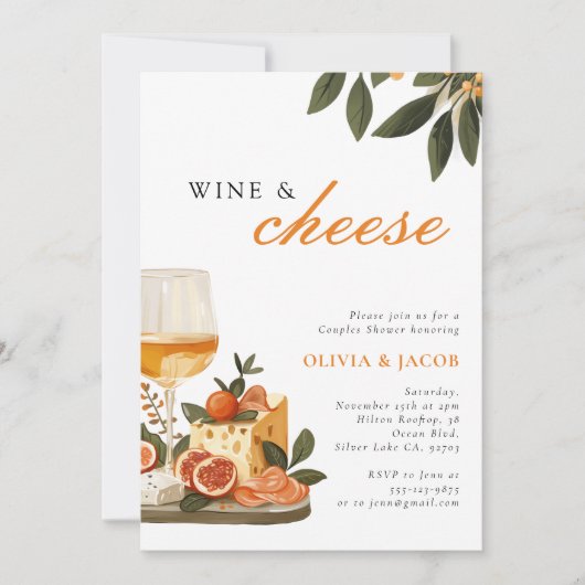 Invitation Vin & Fromage Couples Douche (Devant)