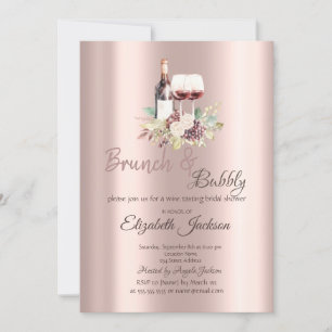 Invitation Vin Goût raisins Rose Gold Brunch & Bubble