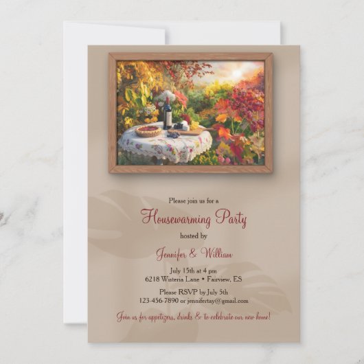 Invitation Vin Jardin d'art Cadre mur Automne Fête de chauffa (Devant)