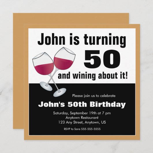 Invitation Vin Lover 50e fête d'anniversaire (Devant / Derrière)