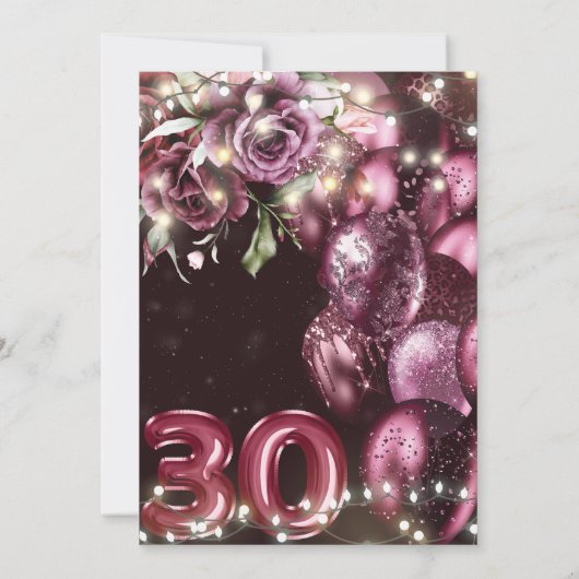 Invitation Vin Magenta de luxe Adulte 30e anniversaire (Dos)