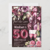 Invitation Vin Magenta de luxe Adulte 50e anniversaire (Devant)
