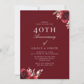 Invitation Vin Merlot Bourgogne 40e anniversaire de Mariage (Devant)