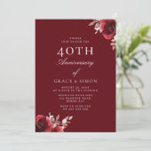 Invitation Vin Merlot Bourgogne 40e anniversaire de Mariage (Debout devant)