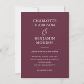 Invitation Vin minimaliste Mariage double face (Devant)