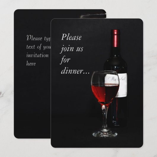 Invitation Vin moderne et bouteille (Devant / Derrière)