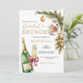 Invitation Vin Noël Bauble Pancake Hiver Bridal Brunch (Debout devant)