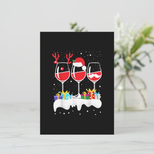 Invitation Vin Noël Lumières Noël Femmes Santa Hat Reindee (Debout devant)