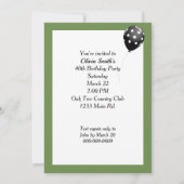 Invitation Vin pouring 40e fête d'anniversaire (Dos)