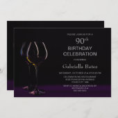Invitation Vin pourpre 90e fête d'anniversaire (Devant / Derrière)