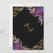 Invitation Vin pourpre Floral Antique Ornate Mariage or (Dos)