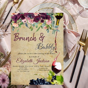 Invitation Vin,Raisins,Fleurs Brunch & Bulles