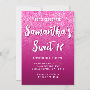Invitation Vin rose chaud moderne dégradé photo Sweet 16