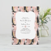 Invitation Vin rose Gold et Blush Dégustation Couples Douche (Debout devant)