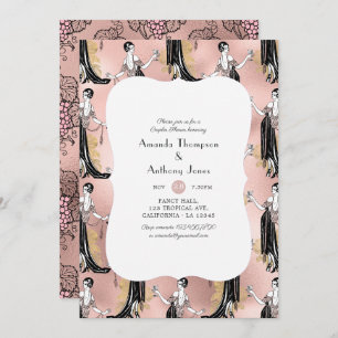 Invitation Vin rose Gold et Blush Dégustation Couples Douche