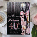 Invitation Vin rose Luxe 40e Anniversaire adulte<br><div class="desc">Vin Rose de luxe Design d'anniversaire adulte. Les produits correspondants se trouvent dans la collection Luxury Wine Adult Birthday.</div>