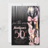 Invitation Vin rose Luxe 50e Anniversaire adulte (Devant)
