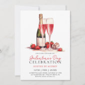 Invitation Vin Rose moderne Champagne de la Saint-Galentin (Devant)