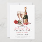 Invitation Vin Rose moderne Champagne de la Saint-Galentin (Devant)