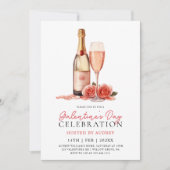 Invitation Vin Rose moderne Champagne de la Saint-Galentin (Devant)